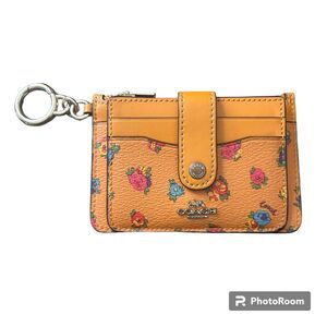 COACH ID Holder Change Purse Cardholder Orange Women's Wallet